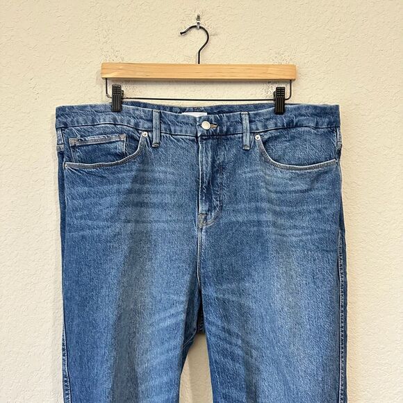 GOOD AMERICAN Good Curve Raw Hem Straight Jeans #GCSREFW386 Blue - Picture 2 of 13